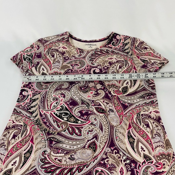 Croft & Barrow Classic Tee Paisley Print Purple, Pink, Black, and Taupe Size S - Picture 6 of 11